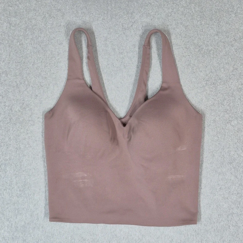 Nike Women Activewear Medium Brown Alate Crop Tank Medium Support Padded READ